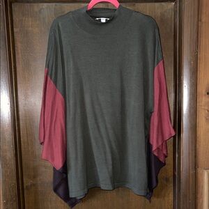 Belle by Kim Gravel Olive/Red Poncho